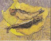 Vincent Van Gogh Still Life with smoked herrings on yellow paper oil on canvas